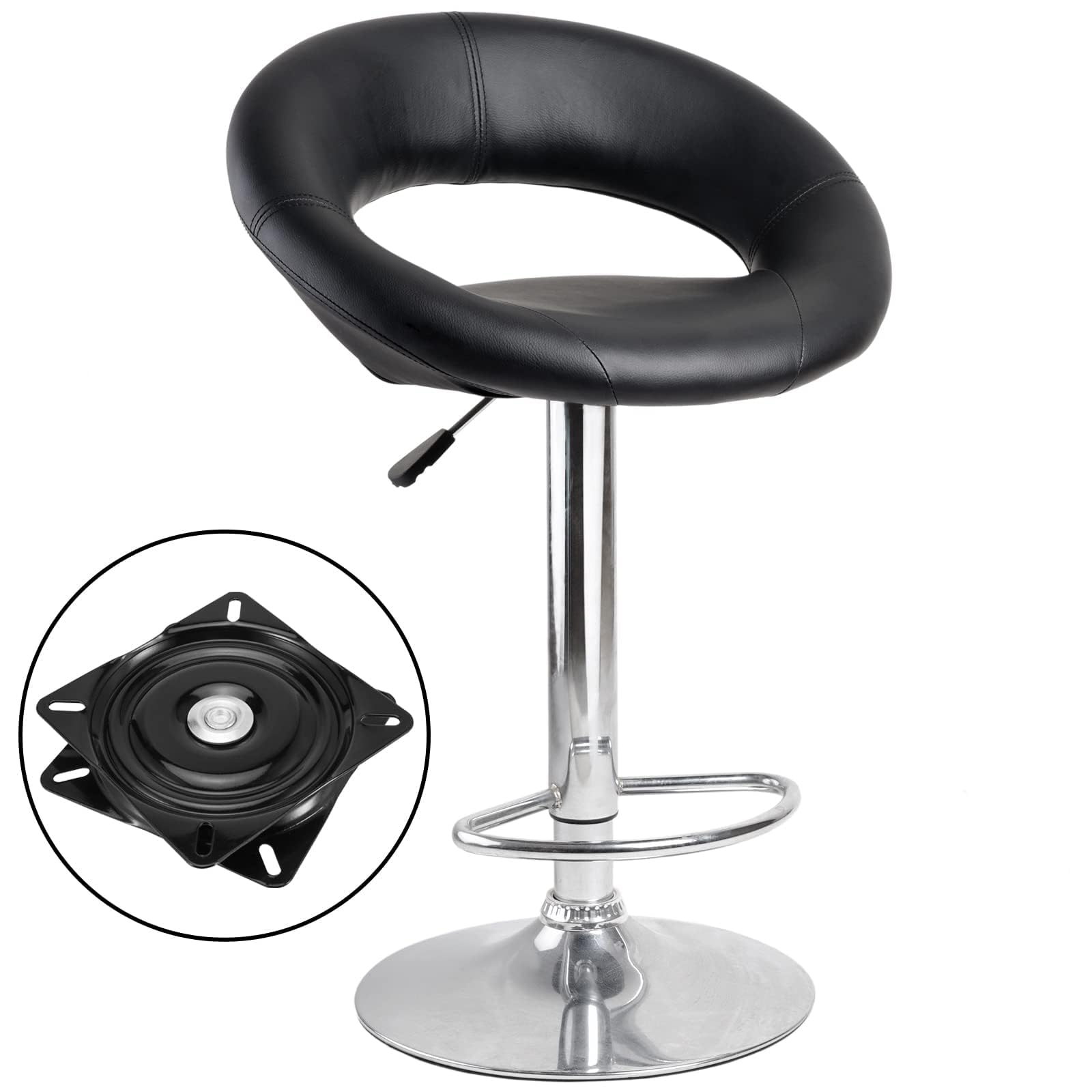 MANCHAP Lot de 4 plaques pivotantes de rechange pour tabouret de bar, chaise pivotante ou fauteuil inclinable, 17,8 cm, noir