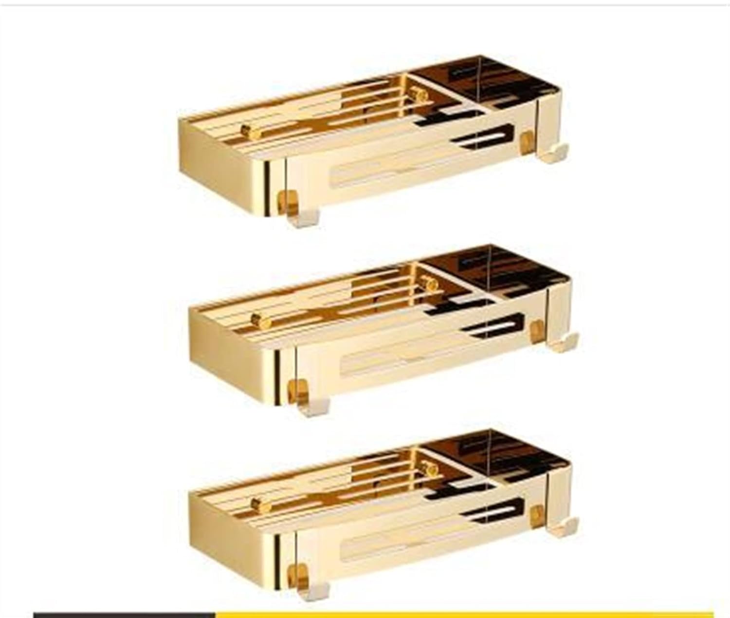 Shower Caddy Bathroom Shelf Bathroom Shelf Bath Storage Holder Wall Mounted Gold Stainless Steel Square Bath Shower Shelf