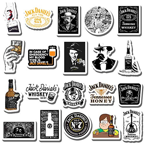 20 PCS Stickers Pack Jack Aesthetic Daniels Vinyl Colorful Waterproof for Water Bottle Laptop Scrapbooking Luggage Guitar Skateboard