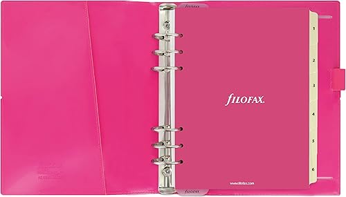 Miniatura 5 de Filofax Domino - Organizador de patentes, tamaño A5, rosa intenso, alto brillo, cubierta contemporánea, seis anillos, calendario semanal para ver,