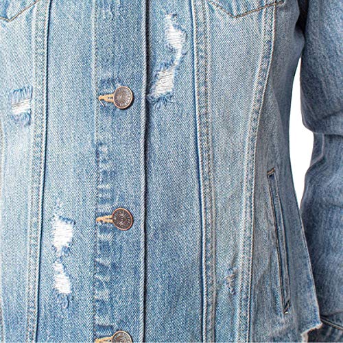 Buffalo David Bitton Womens Denim Jacket (Midway Vintage Medium Wash, Large)