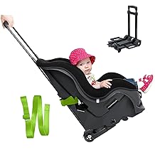 Foldable Car Seat Travel Cart with Belt, Car Seat Stroller, Carseat Carrier for Airport with Wheels and Compact Fold