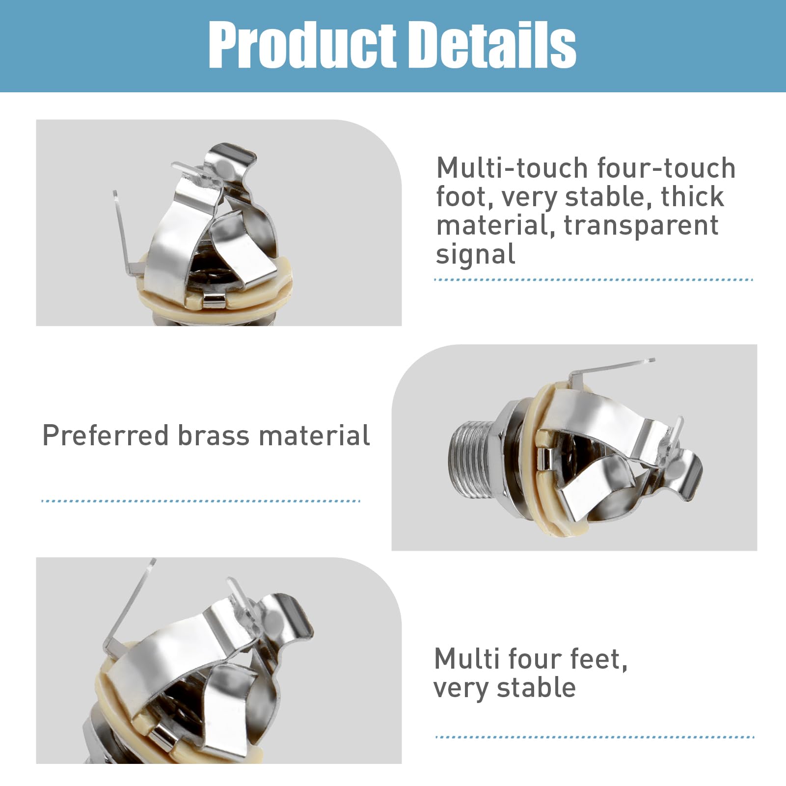 Full Contact Output Jack for Bass and Guitar Jack Socket High-Quality Durable Copper Construction for Enhanced Signal Stability and Noise Reduction - Image 3