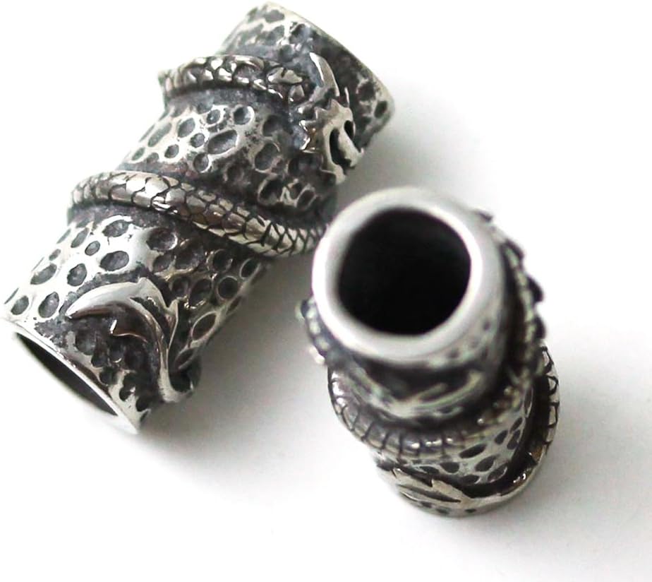 LynnAround Pewter Norse Nordic Viking Dragon Beard Beads Rings, Dwarven Dreadlock Pirate Medieval Hair Beads, Pagan Jewelry image 3
