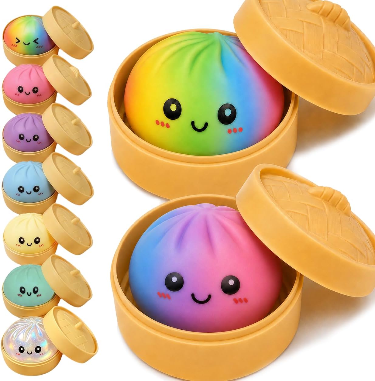 Amazon.com: 2PCS Dumpling Squishies Stress Balls,Colorful Squeeze Dough ...