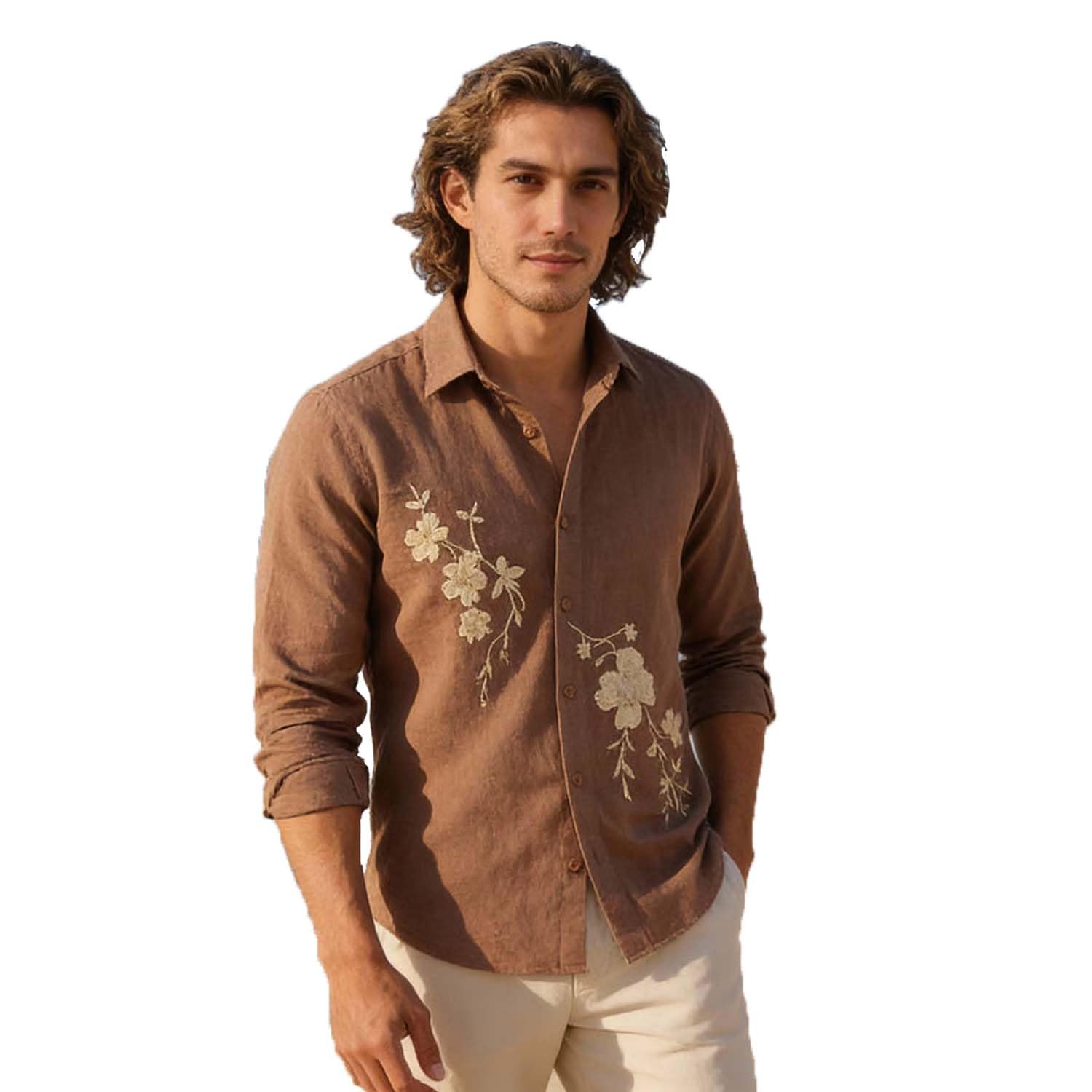 Men Shirt || Embroidered Shirt for Man || Full Sleeve || Summer Style (Available Also Packs) (01-04)-image-9