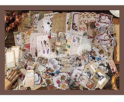 260 Pieces Vintage Scrapbook Supplies Pack, Decorative Nature Retro Paper Stickers Collection For Journal Diy Arts Crafts Album Bullet Journals Planners (Flowers) #TOP6