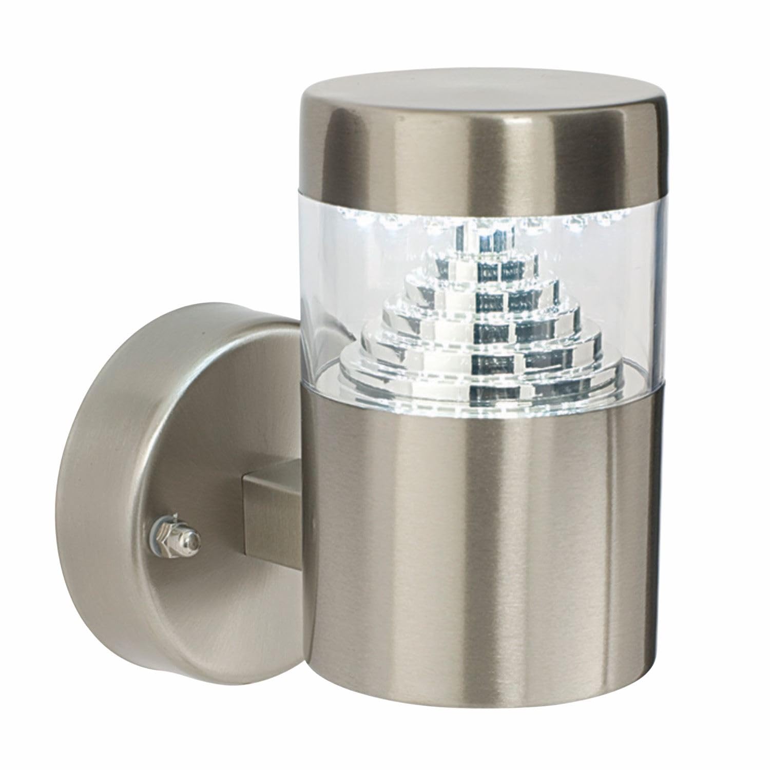 Firstchoicelighting Stainless Steel & Clear Modern Stainless Steel Outdoor Wall Light, Porch Garden Lighting, Integrated Low Energy Led