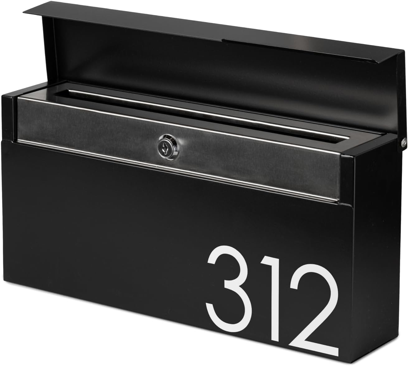 Wall Mounted Modern Mailbox - Wall Mounted Mailbox with Lock -Modern Mailbox - Black Mailbox - Locking Mailbox - Custom Mailbox… (Medium, Black)