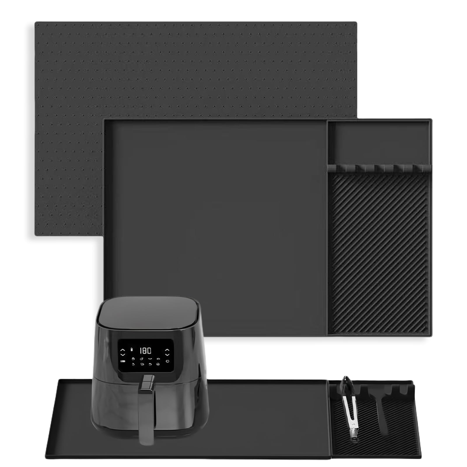 Hitzebeständige Silikonmatten-Set Für Küche – 61 X 40,6 Cm, Mit Werkzeughalter | Für Ninja, Cosori, Mehr