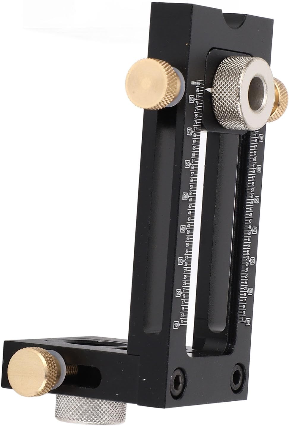 Fafeicy Adjustable Woodworking Drilling Puncher Locator, Aluminum Alloy 2 in 1 Dowel Jig Set with 5-Hole Drill Bit Set for Precise Screw Hole Punching in Carpentry DIY Projects