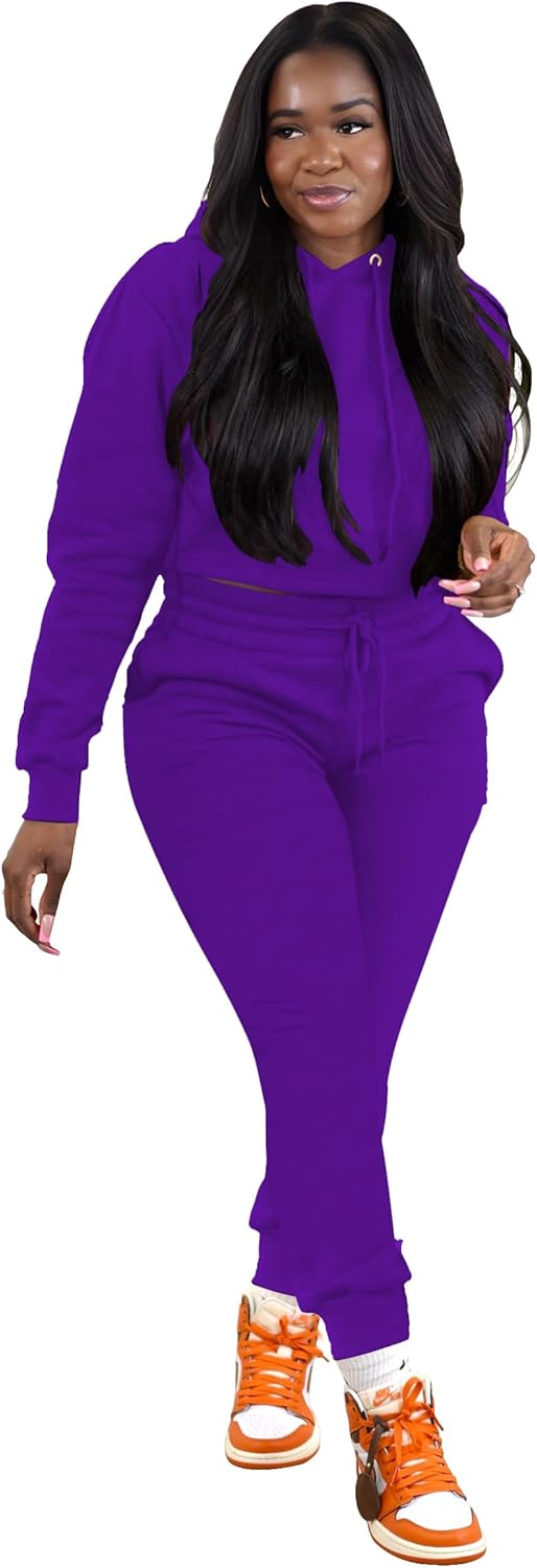 TOPSRANI Womens Two Piece Outfits Bodycon Tracksuit Sweatsuits Hoodie Solid Jogger Biker Workout Lounge Long Sleeve Pant Sets - Image 4