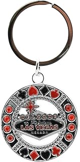 Key chain - Black & Red Las Vegas Sign With Red Stones