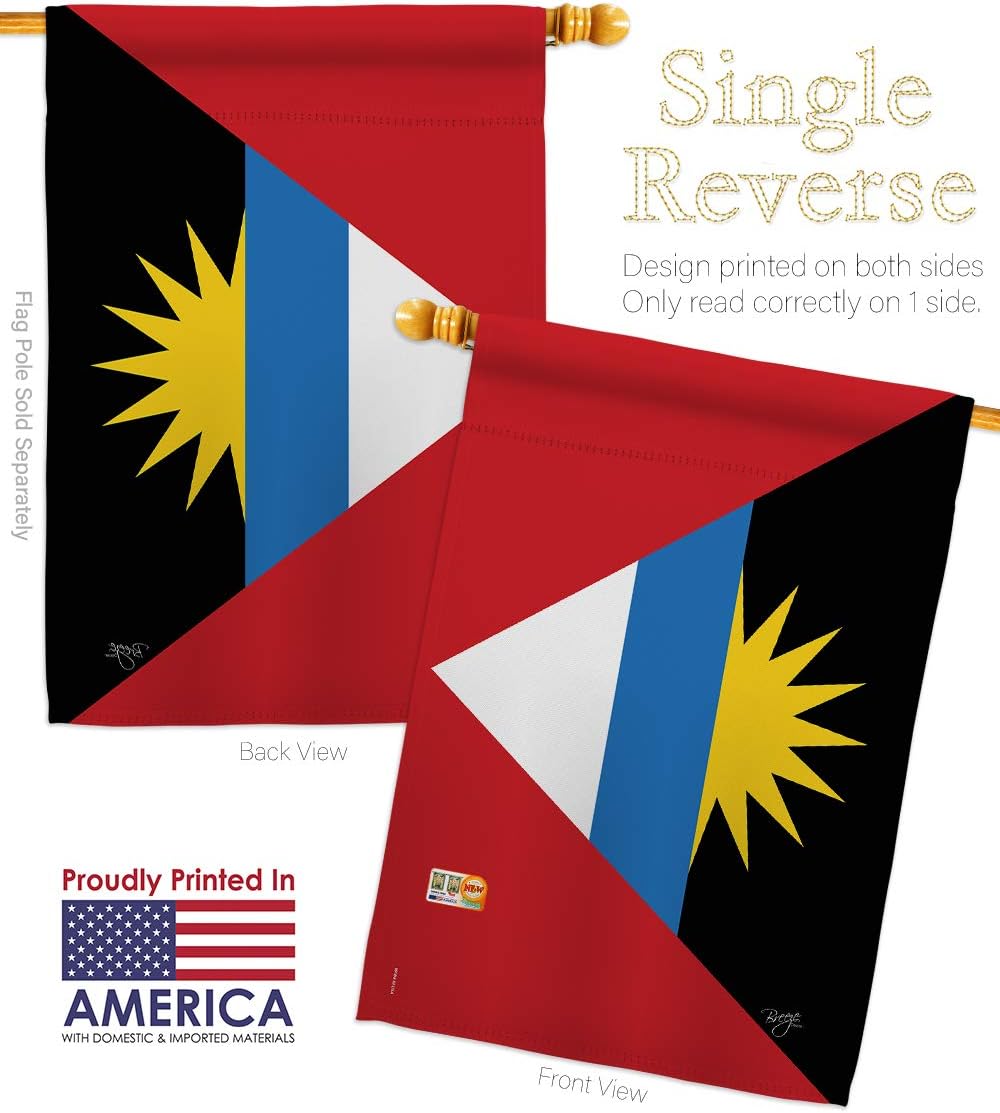 Antigua and Barbuda House Flag Regional Nationality Nation International World Country Particular Area Small Decorative Gift Yard Banner Made In USA 28 X 40
