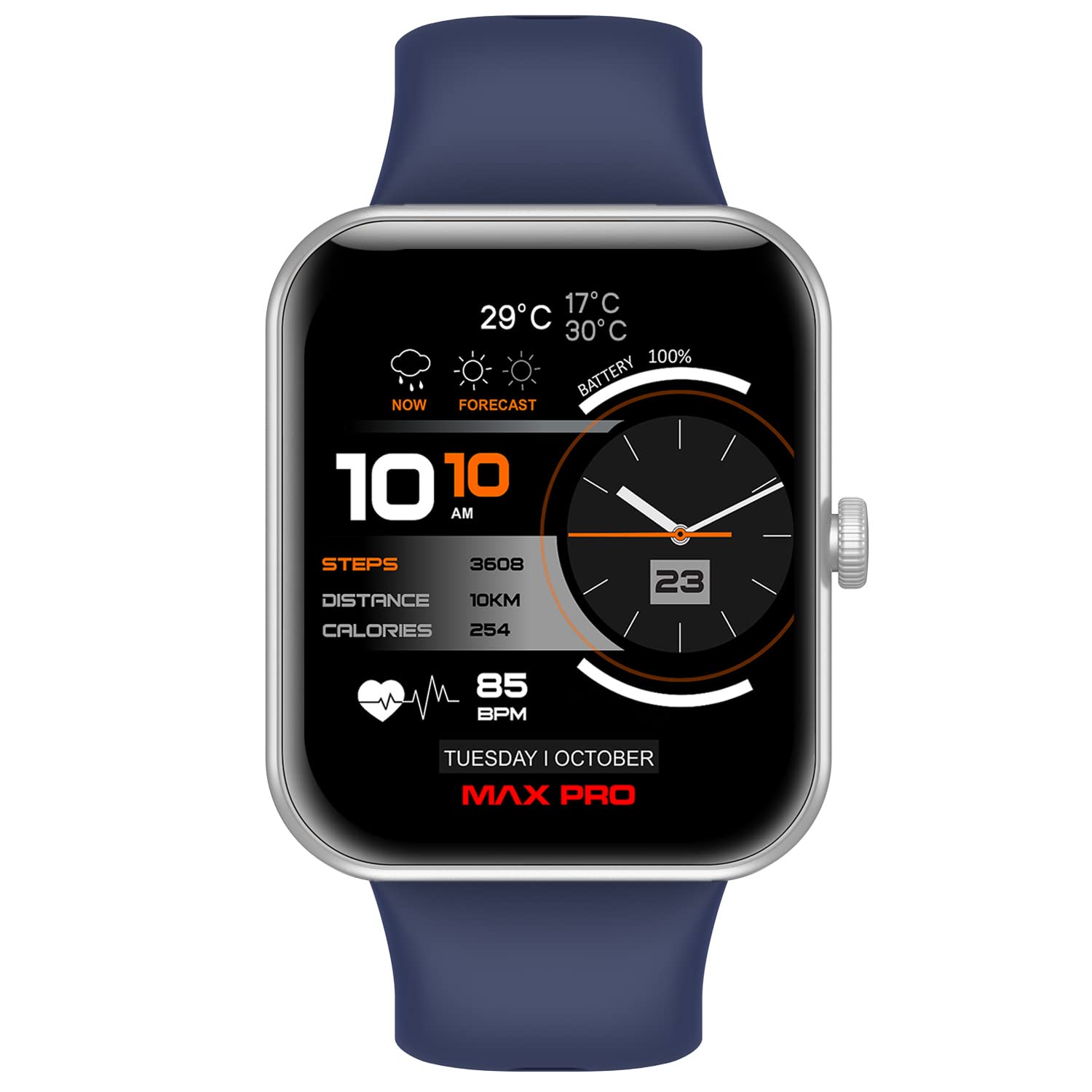 Maxima New Samurai Smartwatch 1.85", 1st Time Call Accept Feature, Hindi Language Support, 600Nits Brightness, Longer Battery, in-App GPS,100+ Watch Faces, Multisport Modes,HR/SpO2 (Silver Blue) (B0BRVCFFPT) Amazon Price History, Amazon Price Tracker