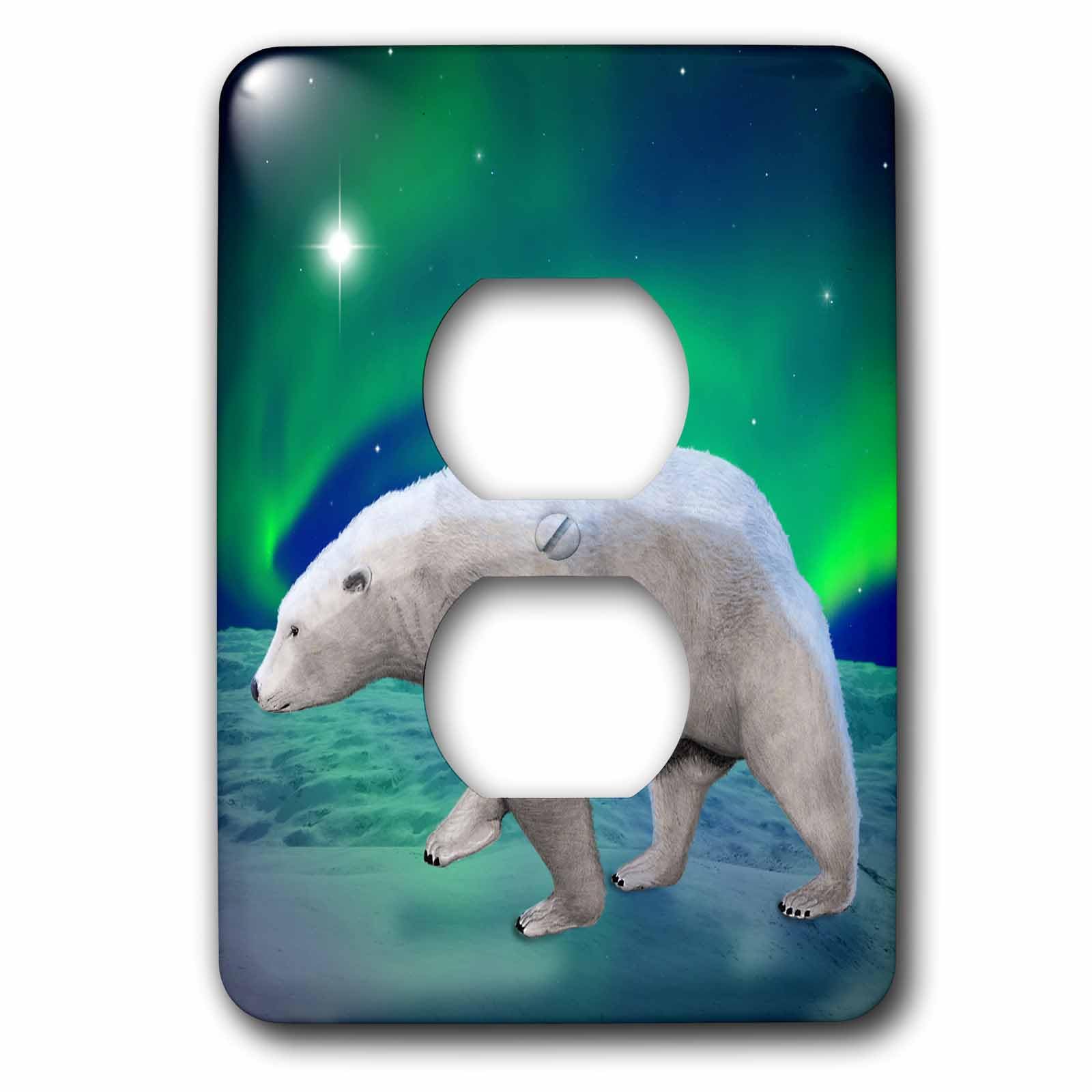 Cubierta decorativa Polar Bear Aurora placa de interruptor de alta resistencia 3dRose