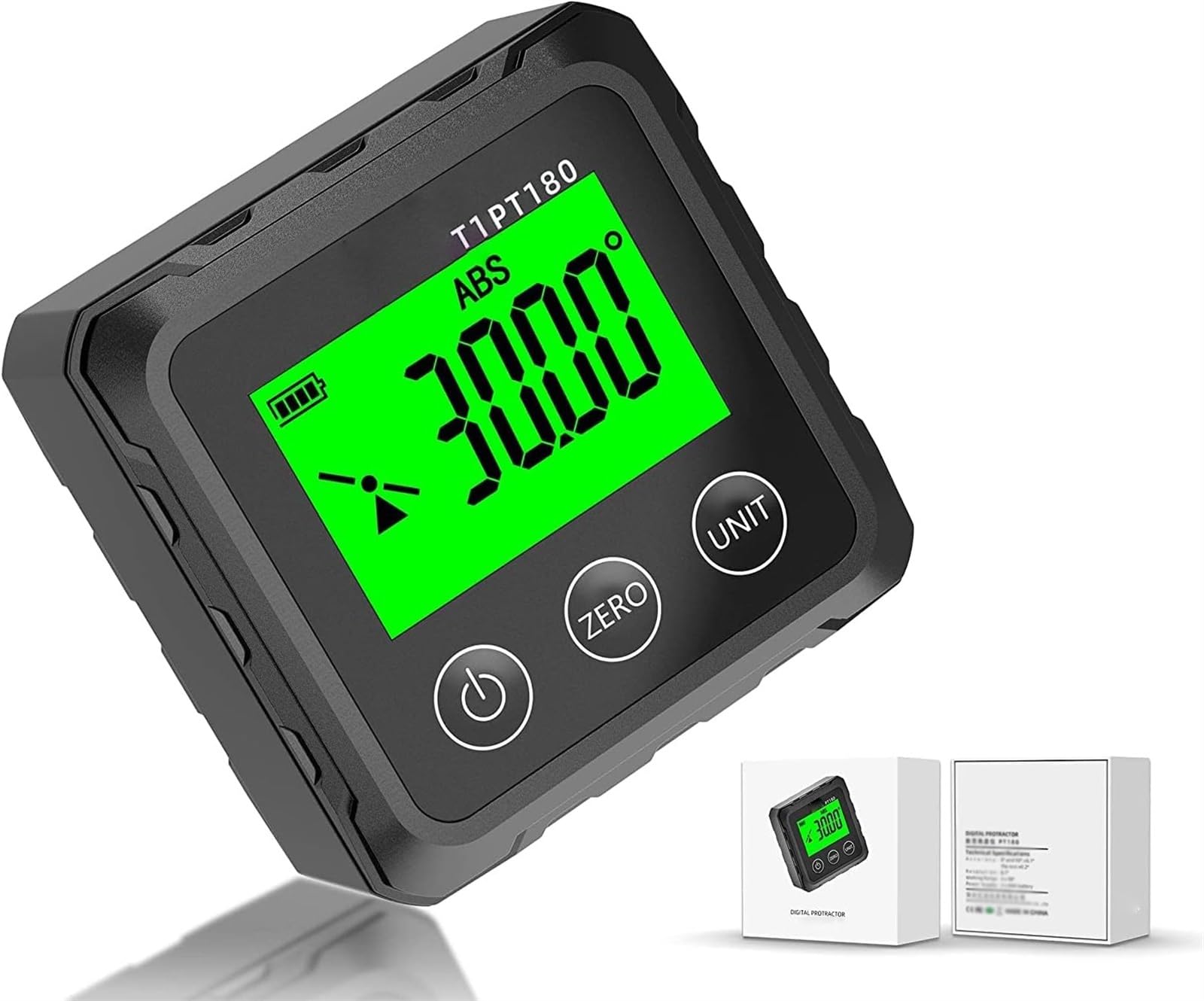 THE WHITE SHOP Magnetic Digital Angle Finder, PT180 Compact LED Digital Angle Gauge & Level Tool, Measures 4 of 90 Degree Ranges, Essential Woodworking, Electrical, Plumbing & Carpenter Tools