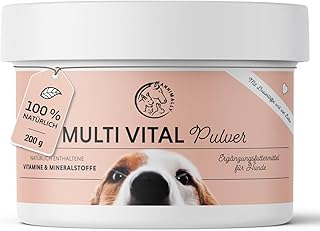 Annimally Vitamine für Hunde I Multivitamin Komplex Pulver für Hunde mit Mineralien 200g I Mit Gerstengras, Spirulina und Bierhefe I Über 17 wertvolle, rein natürliche Vitamine & Mineralien product image