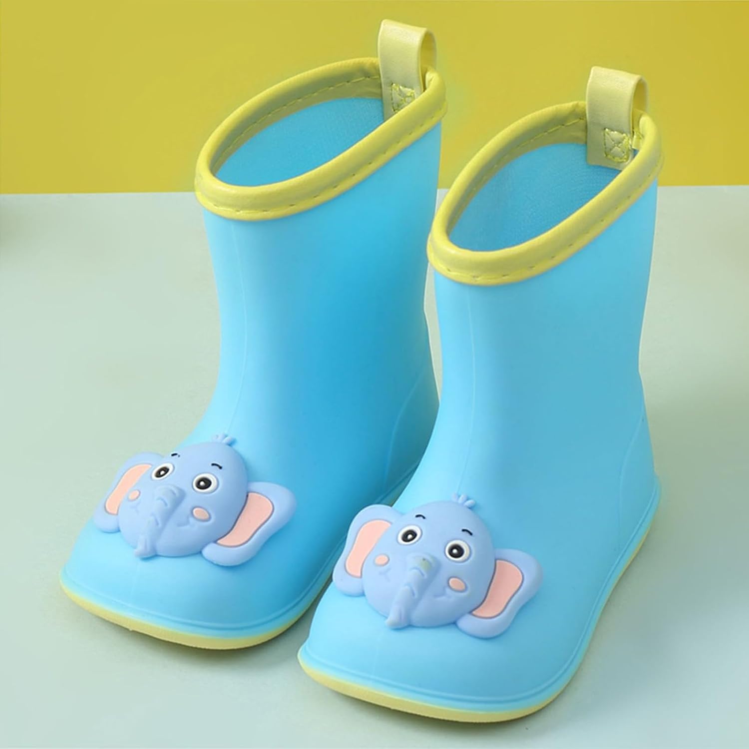 Toddler Graphic Rain Boots Kids Boys Girls Waterproof Rainboots with Easy-on Handles Lightweight Non-Slip Rain Shoes