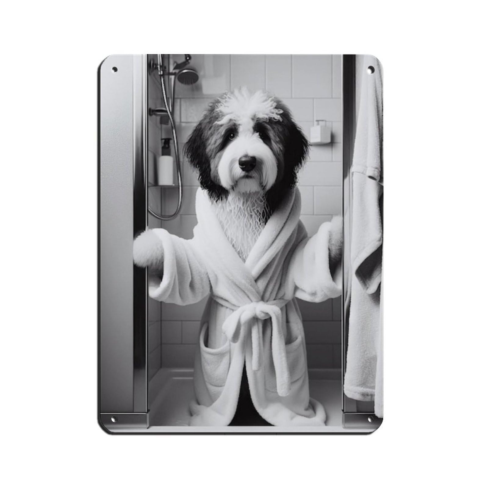 Lxwnze 30L X 40W Cm Bernedoodle Bathroom Art Poster Retro Poster Metal Tin Sign Chic Art Retro Iron Painting Bar People Cave Cafe Family Garage Poster Wall Decoration 12X16inch(30X40cm)