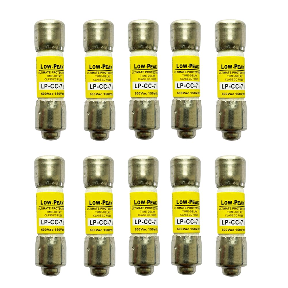 10-Pack New LP-CC-7 LP-CC-7A LP-CC 7A 600Vac Time Delay Fuse,LP-CC-7A Current Limiting Class CC Rejection Cartridge Fuses