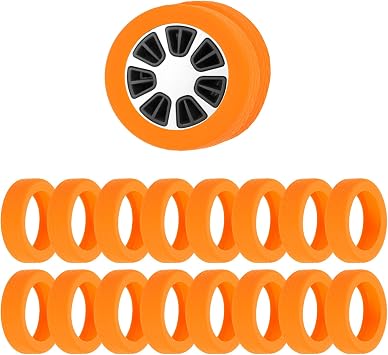 16 Pack Luggage Wheel Protection Cover, Wear Resistant Anti Noise Silicone Protector Cover for 2-3" Spinner Wheel for Suitcase Chairs Caster Travel, Orange