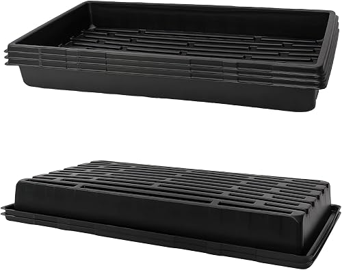 RooTrimmer Plant Growing Nursery, Standard 1020 Trays Plastic Sturdy Farmer Self Seedling Tray for Microgreens Indoor Nursery Pots Transplantation (5-Pack, 21.6"×11.2", 2.52" Deep, no Holes)
