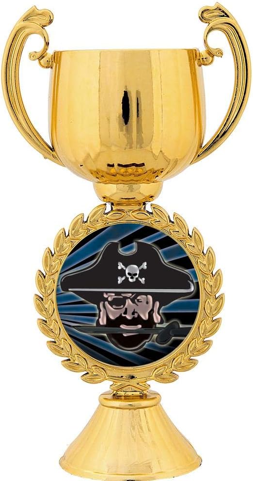 Crown Awards Personalized Mascot Trophy, 7.25" Gold Cup Mascot Pirates Trophies with Free Custom Engraving Prime
