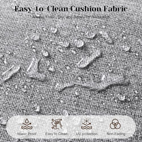 Image of FansaFurn 3 Seats Outdoor Patio Furniture Set, Outdoor Metal Sectional Furniture with Cushions, Outdoor Conversation Set with Coffee Table for Deck, Balcony, Backyard, Garden, Grey