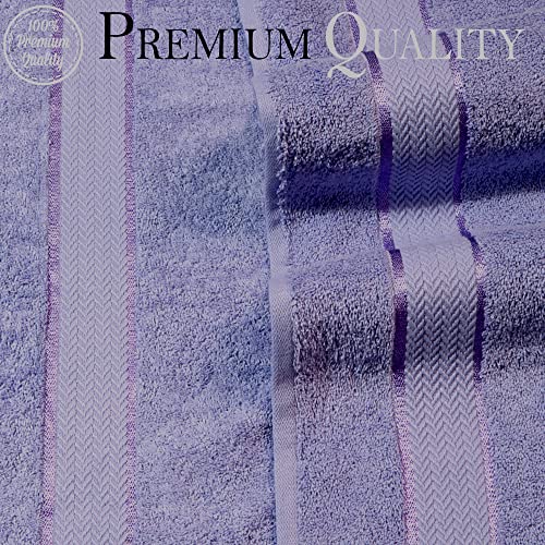 Bath Towels Set-100% Cotton-2 Bath Towels, 2 Hand Towels & 2 Washcloths- Large, Quick Dry, Absorbent, Plush, Soft-Home, Hotel, Pool, Shower - 6 Piece Luxury Bathroom Towels - Light Purple / Lavender #TOP2