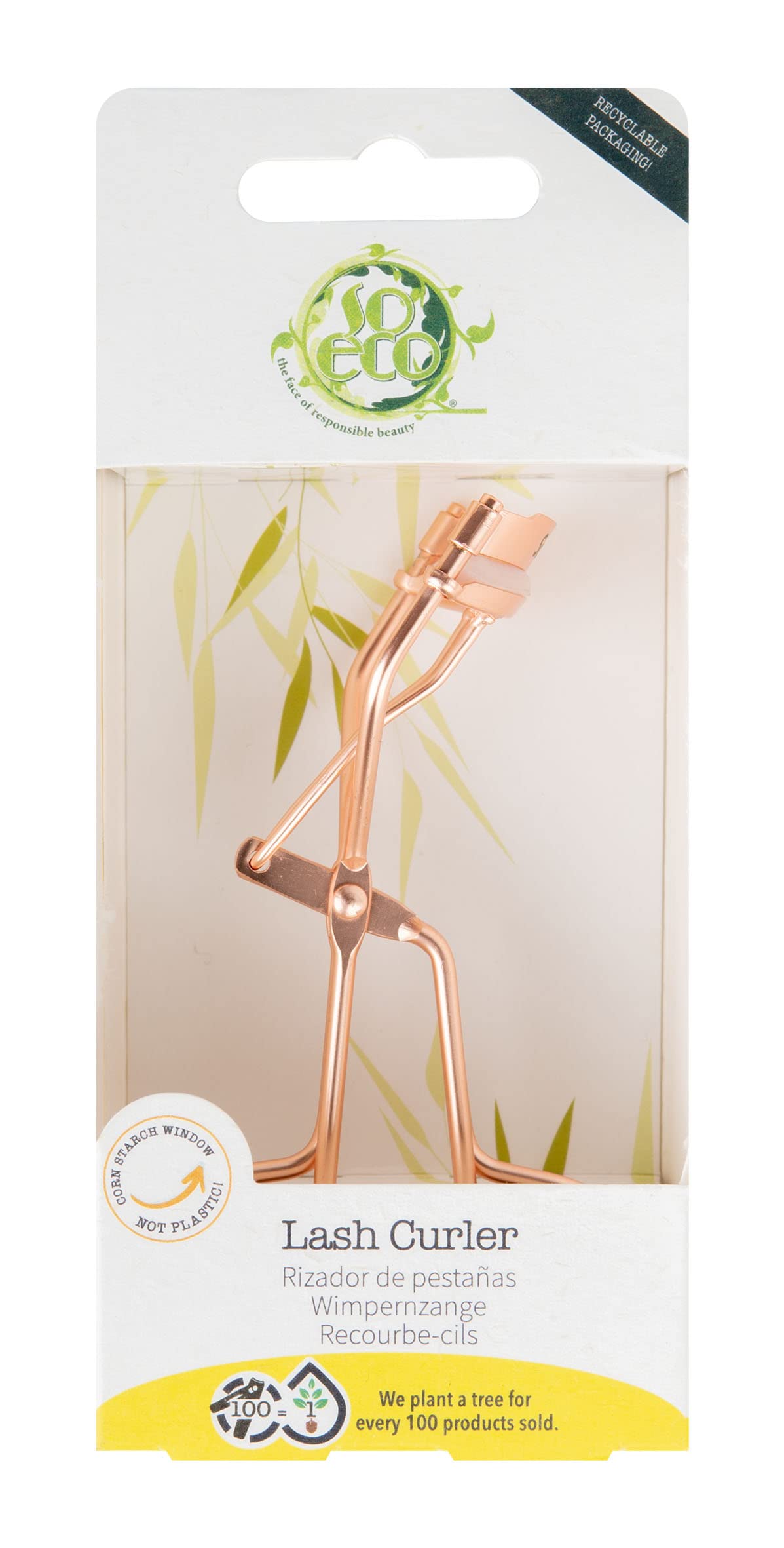 So Eco Lash Curler - Rose Gold Eyelash Curler with Cushioned Pad, Stainless Steel, Vegan & Cruelty-Free Beauty Tool for Long-Lasting Lash Lift