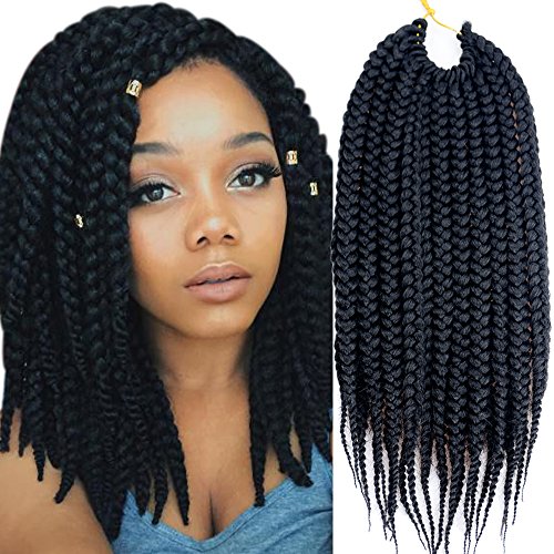 VRHOT 6Packs 12'' Box Braids Crochet Hair Pre Looped Crochet Braids 3S Soft Synthetic Hair Extensions Hairstyles Braiding Hair Style Dreadlocks for Black Women 12 inch (12 inch, 1B#)