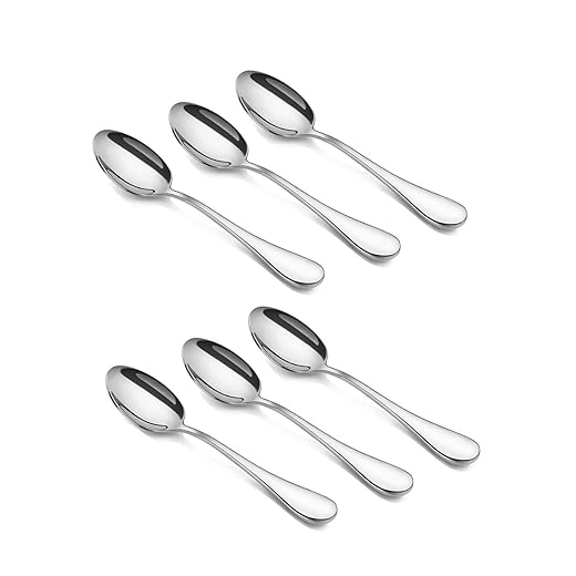 HornTide 6-Piece Mini Tea Spoon Set Dessert Coffee Spoon Flatware Stainless Steel Mirror Polishing 5.5-Inch 14cm