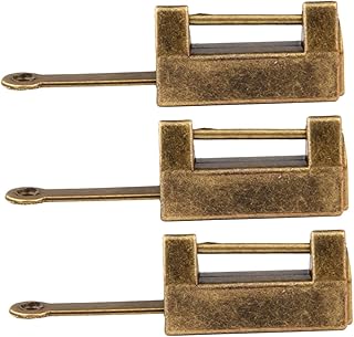 Uonlytech 3 Sets Alloy Padlock Pillow Keyed Padlocks Push Pull Toggle Clamps Clasp Hasp Vintage Wooden Case Lock Vintage Padlock Retro Padlock Retro Style Lock Pull Clip Zinc Alloy Cupboard