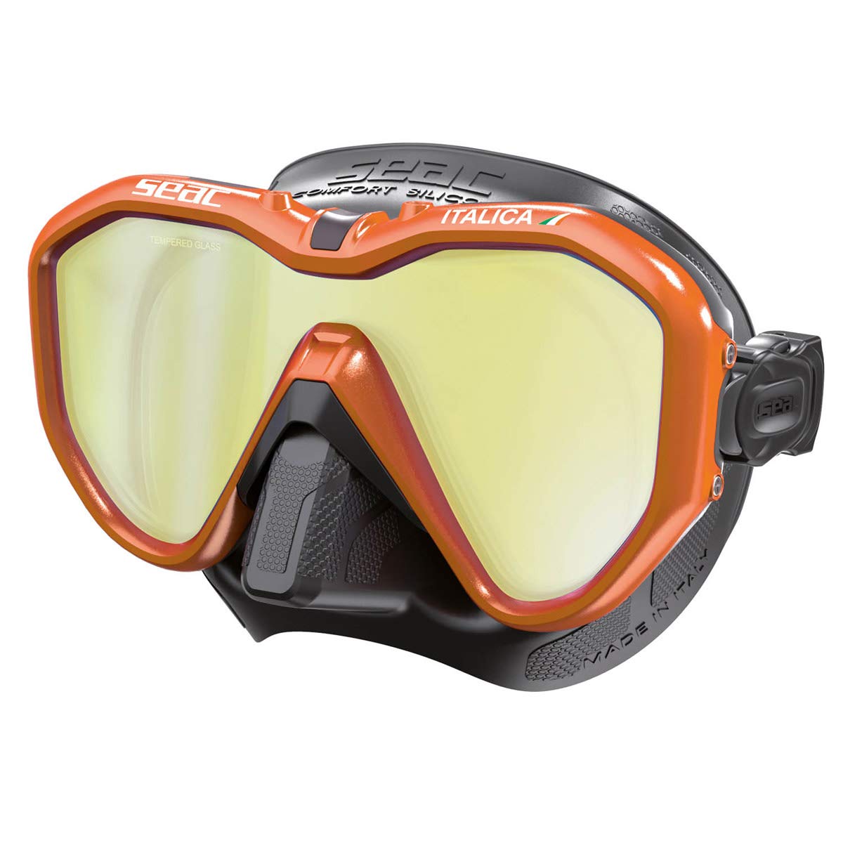 SEAC Italica, Single-Lens Diving Mask for Professional and Recreational Diving and Snorkeling, Made in Italy