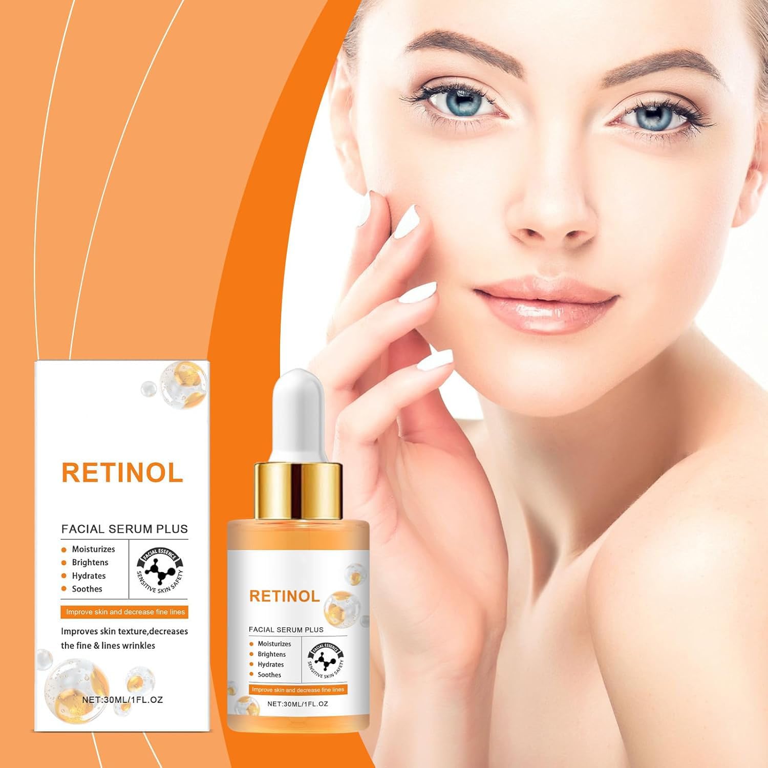 Retinolowe serum do twarzy, retinolowe przeciwstarzeniowe serum do twarzy, retinolowe serum do twarzy, retinolowe serum do twarzy, ujędrniające, nawilżające, rozjaśniające i wygładzające (6 szt.)