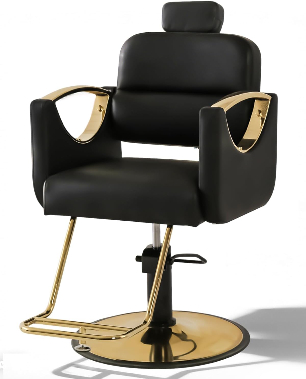 Barber Salon Chairs, Reclining Salon Chair for Hair Stylist, Hair Salon Chair with Heavy Duty Hydraulic Pump, 360 Degree Swivel Adjustable Height for Barbershop, Beauty Salon Equipment, Black Gold