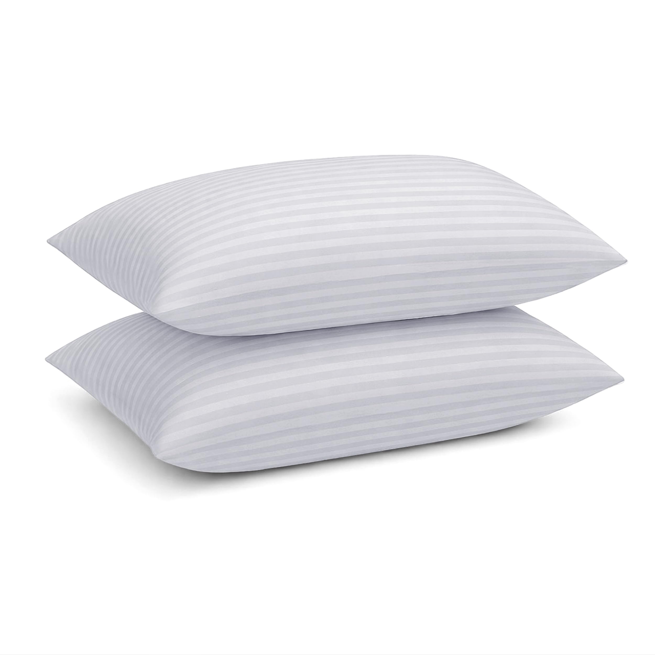Prime Linens White Stripe Pillow Cases, 2 Pack, Standard Size, Microfibre, Envelope Closure, Wrinkle Fade Resistant, Machine Washable (, 50X75 Cm)