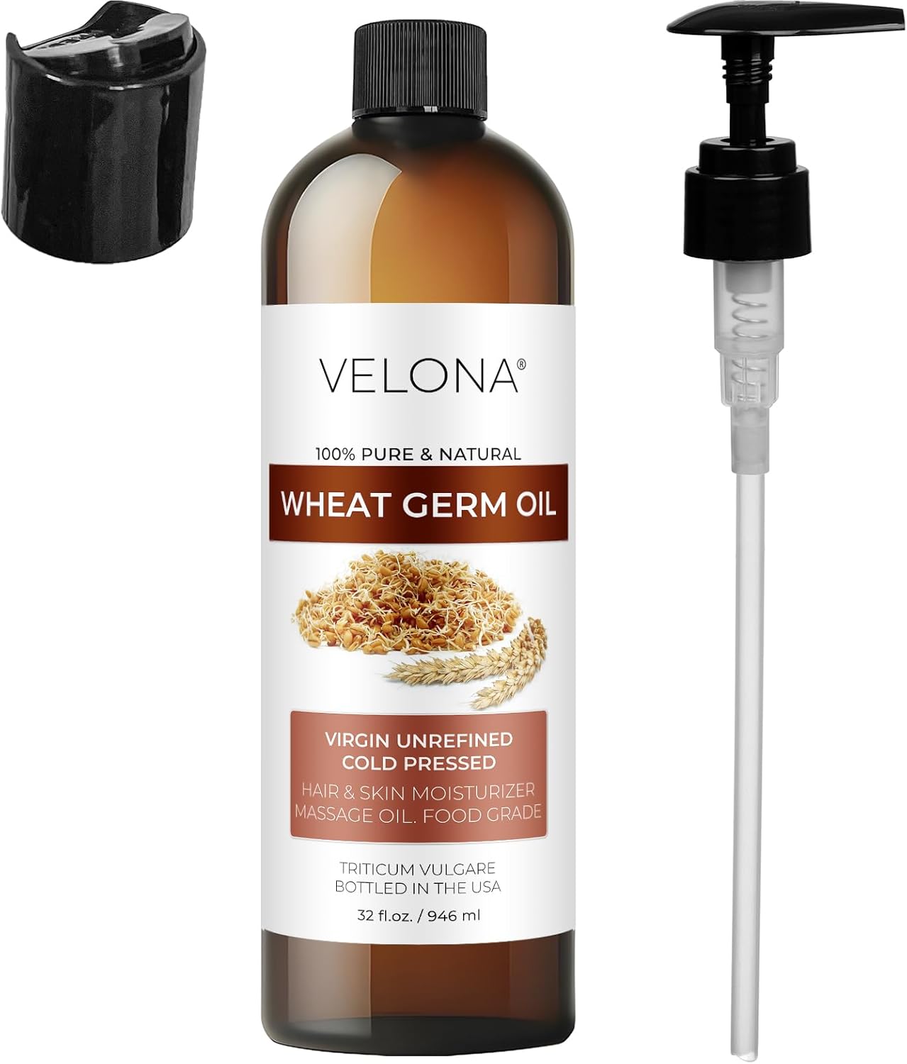 Wheat Germ Oil USP Grade by Velona - 32 fl oz | 100% Pure and Natural Carrier Oil | Unrefined, Cold Pressed | Cooking, Face, Hair, Body & Skin Care | Use Today - Enjoy Result - Image 6