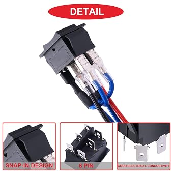 4Pcs Momentary Motor Polarity Reverse Rocker Switch DC 20A 12V DPDT 6 Pin 3 Position ON/Off/ON Motor Control AC 110V-220V Automatic Reset Boat Toggle With Jumper Wires