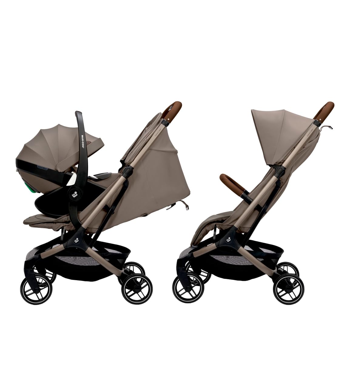 Maxi-Cosi Oxford Cabin Baby Kinderwagen, Für Flugreisen, 0–4 Jahre, zusammenklappbar, federleichter und ultrakompakter, Sanfte Federung, flache Liegeposition, integrierten Tragegurts, Oak Truffle