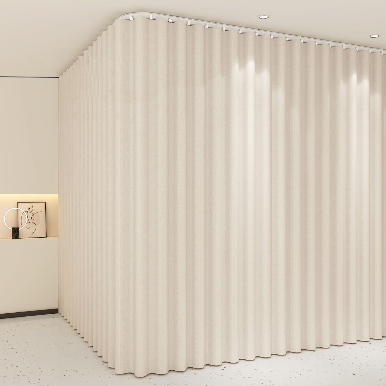 Cortinas divisorias para probadores con divisor de vestuario funcional en pared