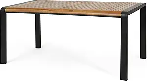 Christopher Knight Home 317024 Holt Dining Table, Teak + Black