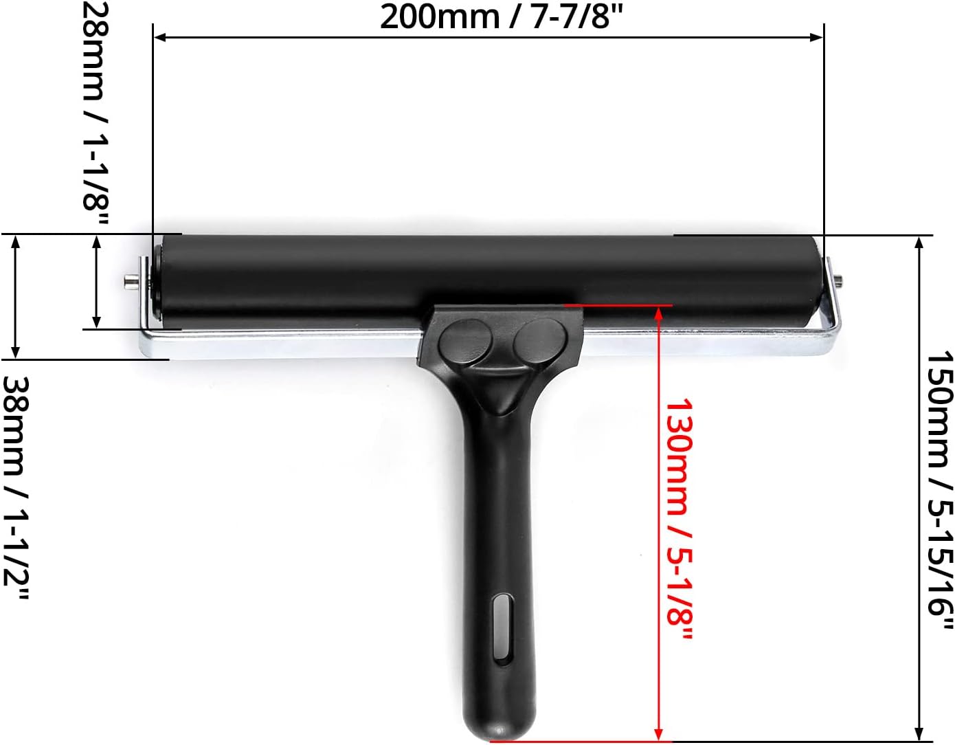 QWORK 8 Inch Rubber Roller, Tape Roller for Print, Tape, Wallpapers, Scrapbooks