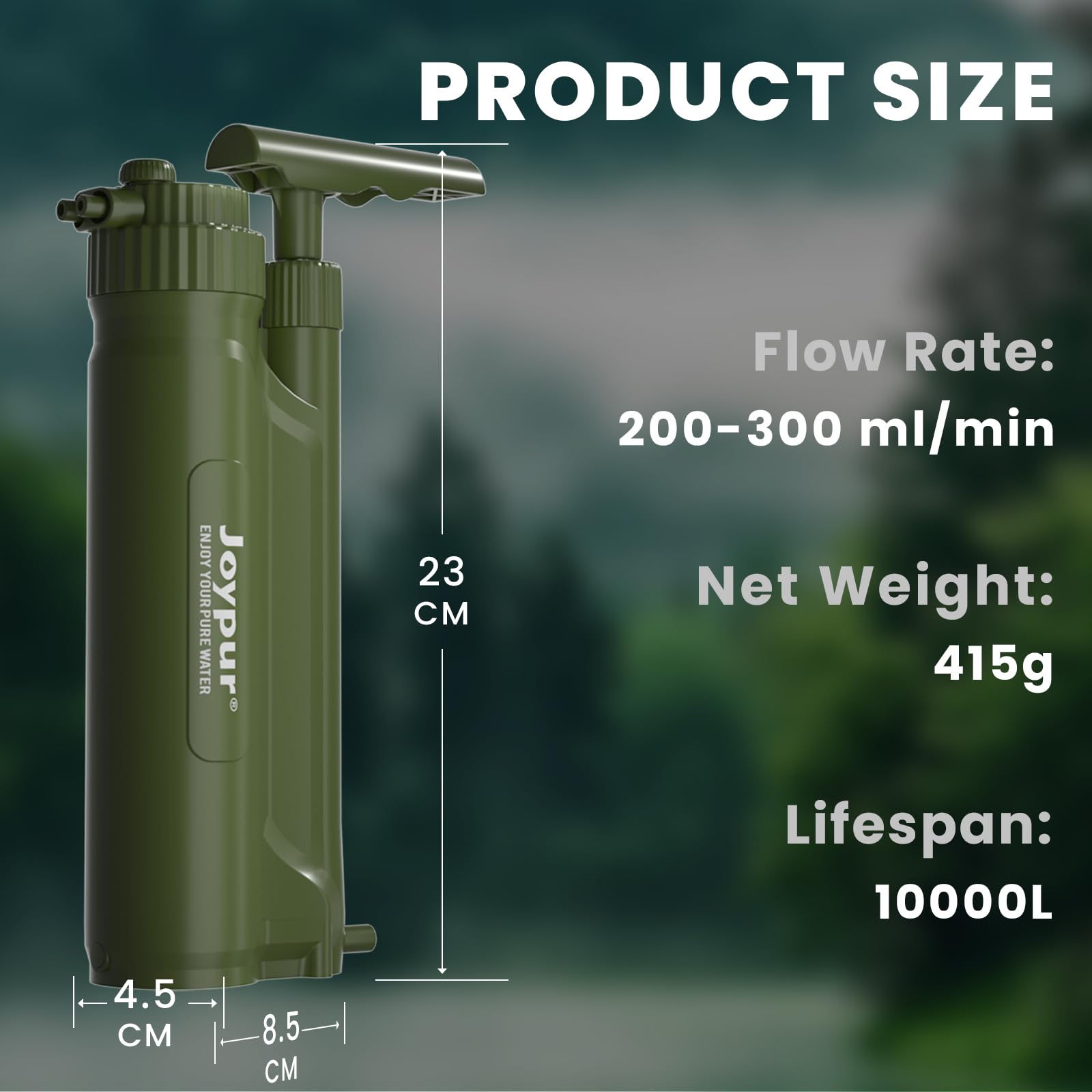 Filtro dell'acqua per esterni con filtro RO depuratore d'acqua per esterni con capacità di filtro da 10000 l filtro dell'acqua potabile per campeggio escursioni emergenze ecc. (Verde)