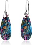 2pcs Natural Stone Earrings, Fishhoop Dangle Drop Earrings Drop Stone Pendant Ear Decoration Trendy Statement Jewelry for women