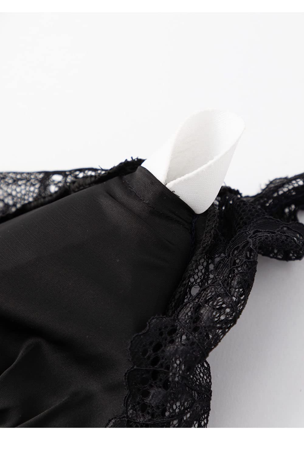 OZEO Pigiama Raso Donna,Accappatoio Kimono in Due Pezzi di Raso Nero Vestaglia Sexy con Cuciture in Pizzo Leggero Abito con Lacci Abito da Sposa Babydoll Bademantel Damen,S