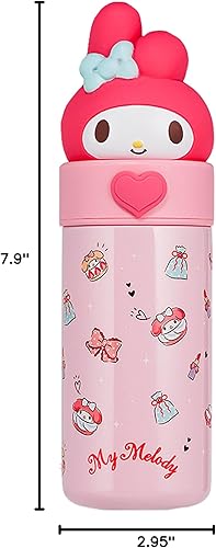 Miniatura 7 de Melody - Botella de agua aislada de acero inoxidable, 11.8 fl oz, color rosa