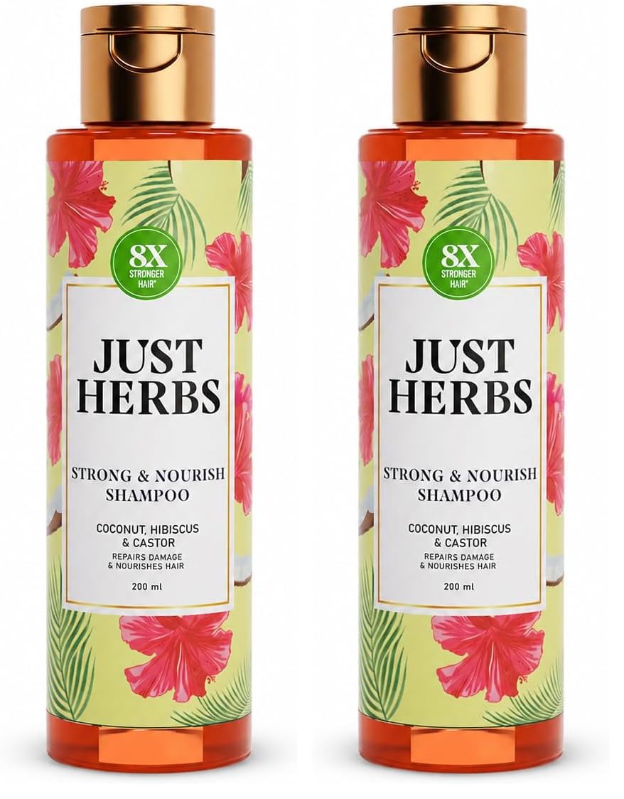 Just Herbs Castor and Black Onion Seed Sulfate Free Shampoo Reduce Hairfall,Hair Loss For Dry and Frizzy, Normal Hair Types Men & Women - 200ml (Pack of 2)-image-49