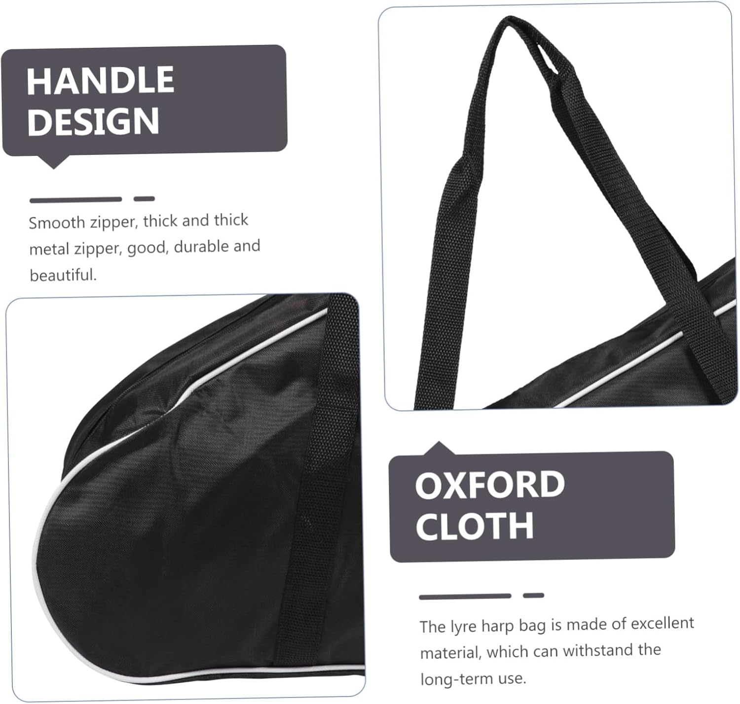 Padded Lyre Harp Bag Thick Cotton Padding for 15-String Instruments Convenient Storage Case for Students and Beginners Waterproof Carrying Pouch Shoulder Strap